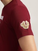 True Religion Men Red Printed Round Neck Short Sleeves Tshirt