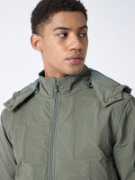 True Religion Men Green Solid Stand Collar Full Sleeves Bomber Jacket