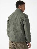 True Religion Men Green Solid Stand Collar Full Sleeves Bomber Jacket