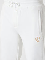 True Religion Men White Solid Regular Fit Mid-Rise Joggers Style Sweatpant