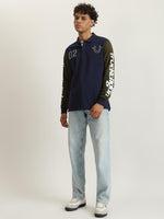 True Religion Men Color-Blocked Polo Collar Full Sleeves Tshirt