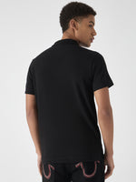 True Religion Men Black Solid Polo Collar Short Sleeves Polo Tshirt