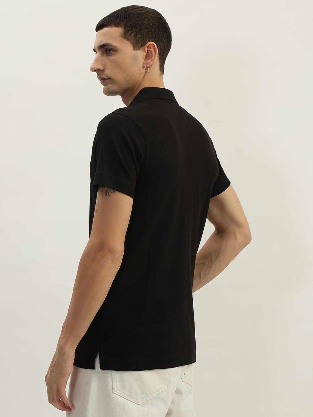 True Religion Men Black Solid Polo Collar Short Sleeves Polo Tshirt