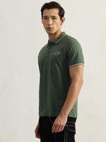 True Religion Men Green Solid Polo Collar Short Sleeves Tshirt