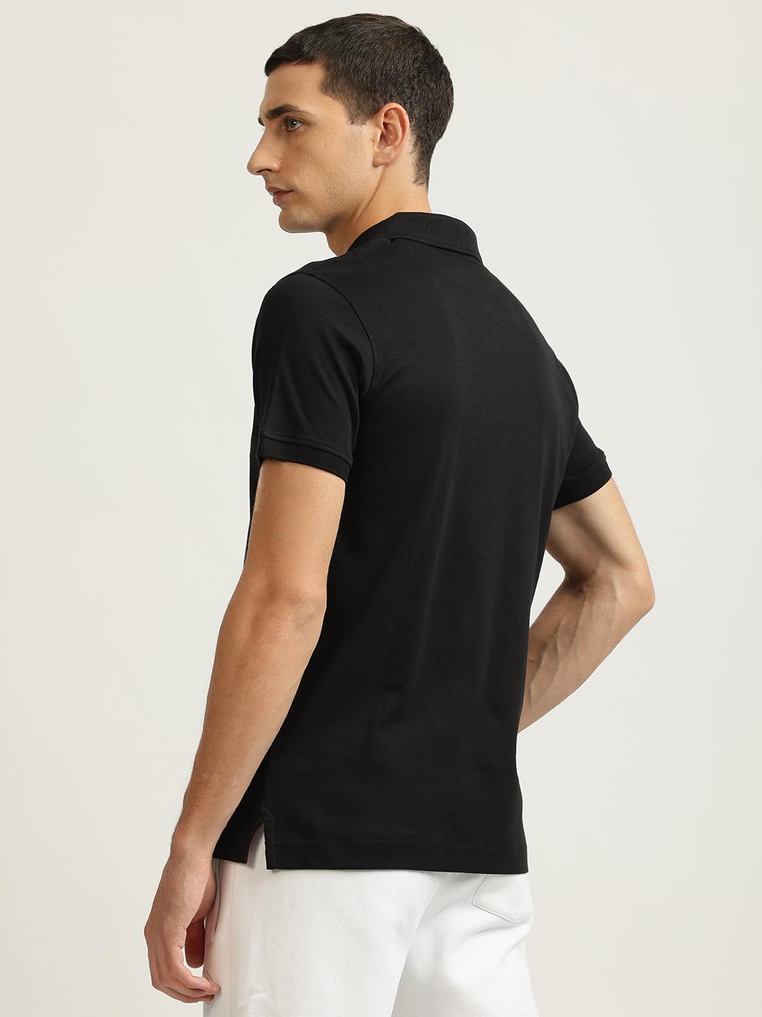 True Religion Men Black Solid Polo Collar Short Sleeves Tshirt