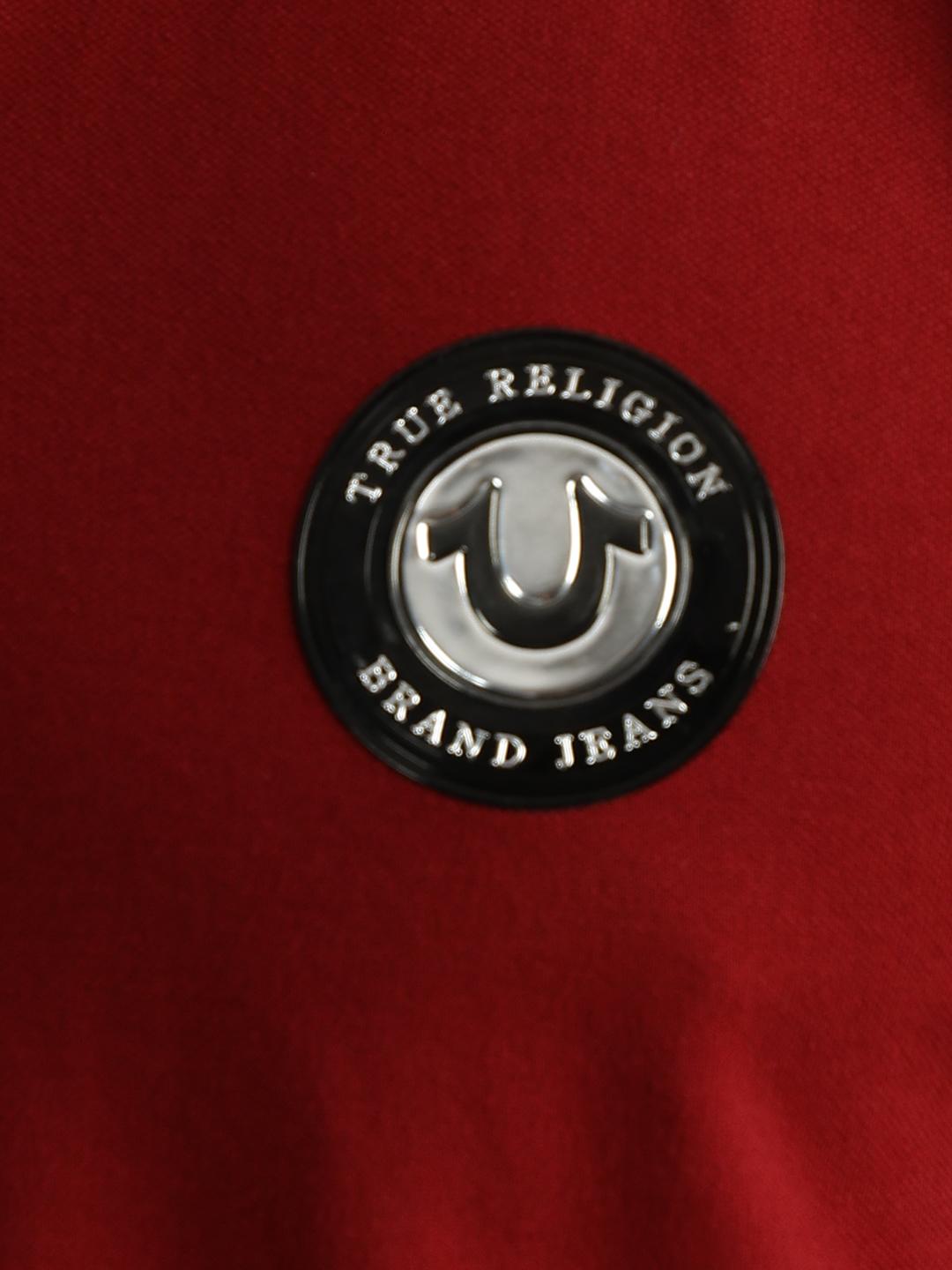 True Religion Men Red Solid Polo Collar Short Sleeves Tshirt