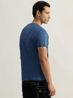 True Religion Men Blue Printed Round Neck Short Sleeves Tshirt