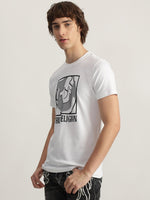 True Religion Men White Printed Round Neck Short Sleeves Tshirt