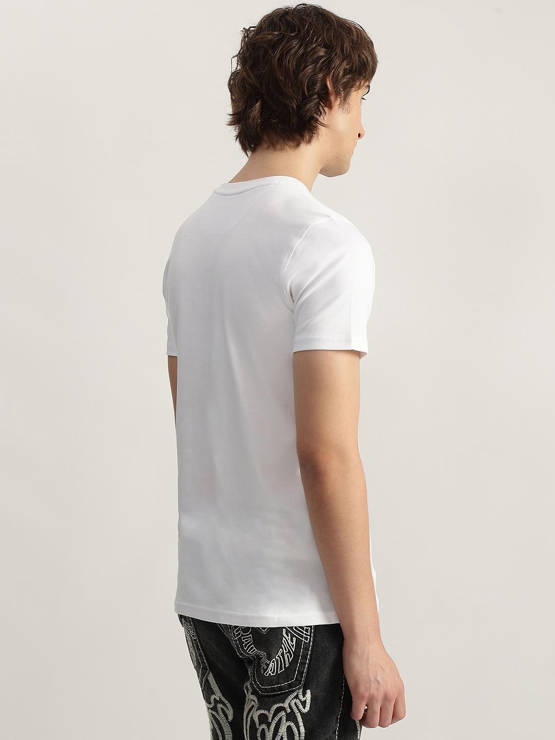 True Religion Men White Printed Round Neck Short Sleeves Tshirt