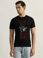 True Religion Men Black Printed Round Neck Short Sleeves Tshirt