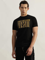 True Religion Men Black Printed Round Neck Short Sleeves Tshirt
