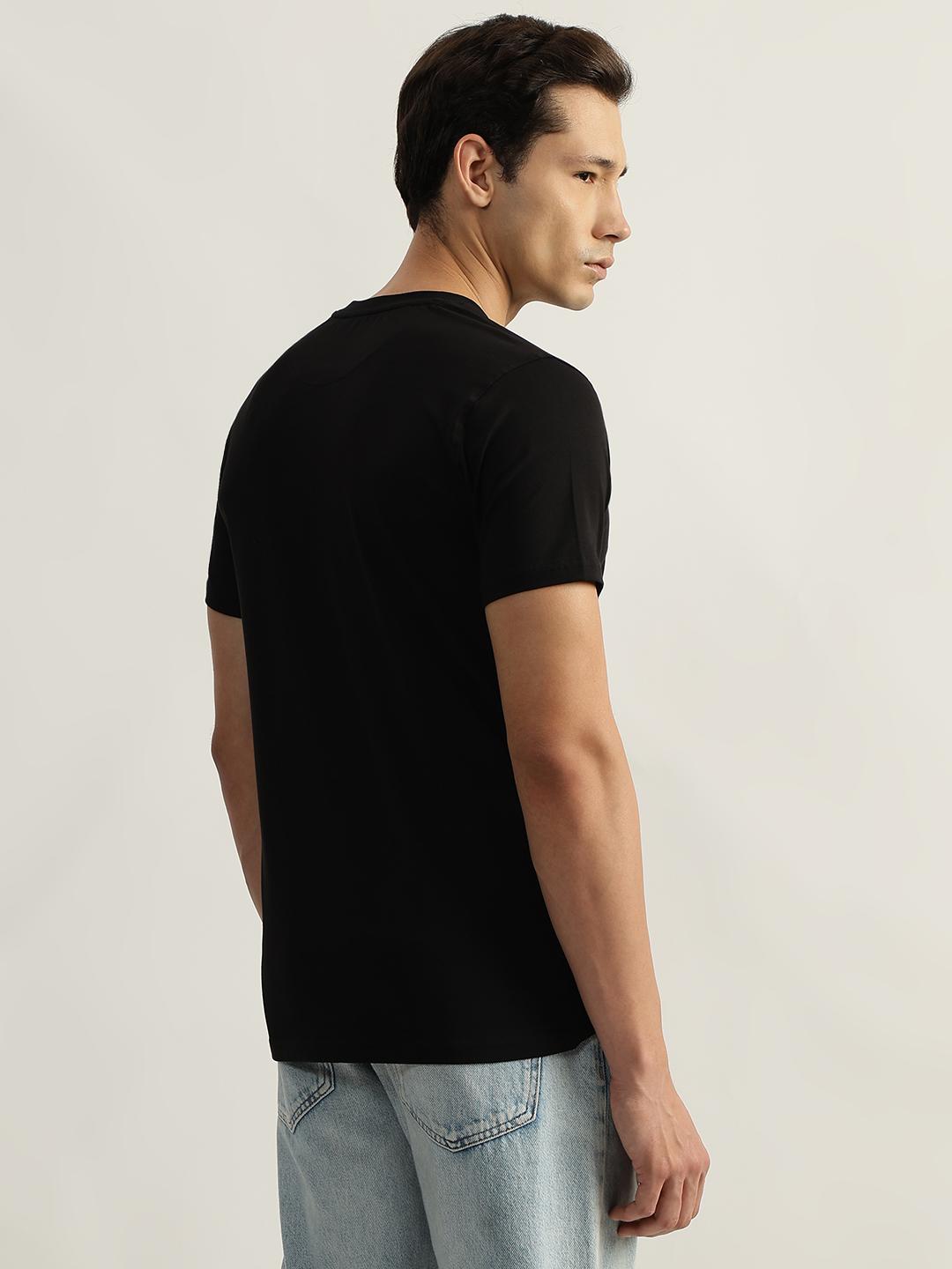 True Religion Men Black Solid Round Neck Short Sleeves Tshirt
