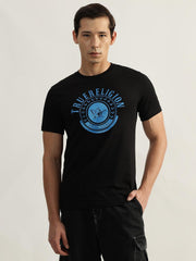 True Religion Men Black Printed Round Neck Short Sleeves Tshirt