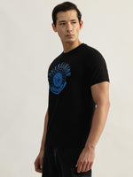 True Religion Men Black Printed Round Neck Short Sleeves Tshirt