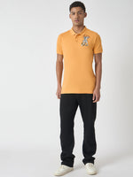 True Religion Men Yellow Solid Polo Collar Short Sleeves Polo Tshirt