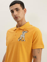 True Religion Men Yellow Solid Polo Collar Short Sleeves Polo Tshirt