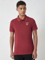 True Religion Men Red Solid Polo Collar Short Sleeves Polo Tshirt