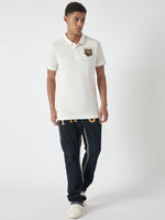 True Religion Men White Solid Polo Collar Short Sleeves Polo Tshirt