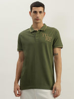 True Religion Men Green Solid Polo Collar Short Sleeves Polo Tshirt