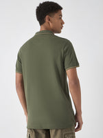 True Religion Men Green Solid Polo Collar Short Sleeves Polo Tshirt
