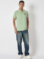 True Religion Men Green Solid Polo Collar Short Sleeves Polo Tshirt