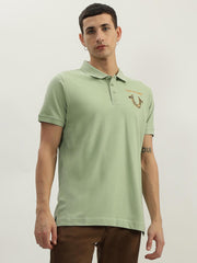 True Religion Men Green Solid Polo Collar Short Sleeves Polo Tshirt