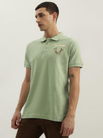 True Religion Men Green Solid Polo Collar Short Sleeves Polo Tshirt