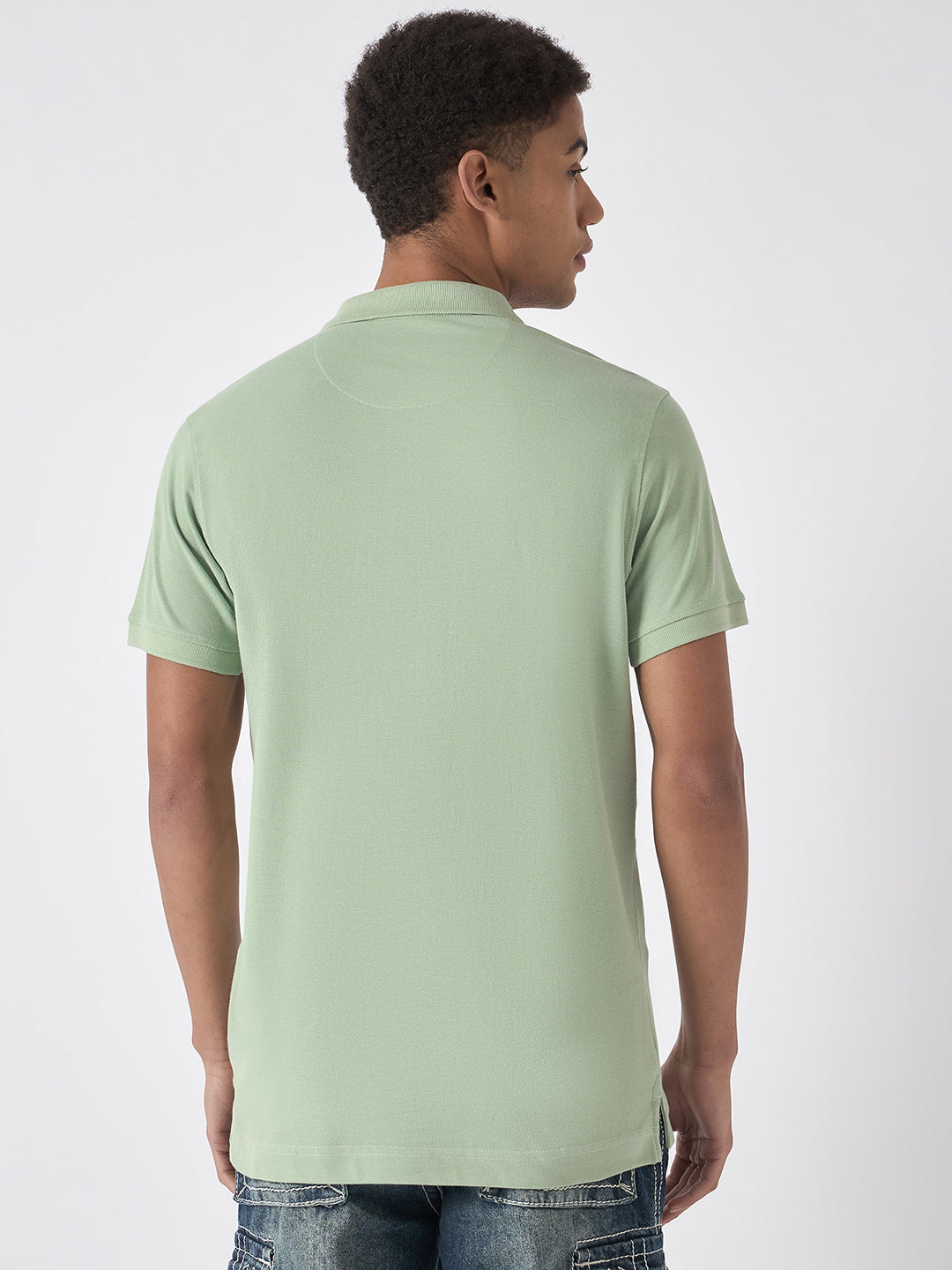 True Religion Men Green Solid Polo Collar Short Sleeves Polo Tshirt