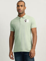 True Religion Men Green Solid Collared Short Sleeves Polo Tshirt
