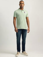 True Religion Men Green Solid Collared Short Sleeves Polo Tshirt