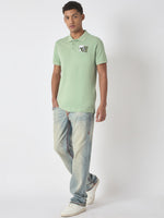 True Religion Men Green Solid Polo Collar Short Sleeves Polo Tshirt
