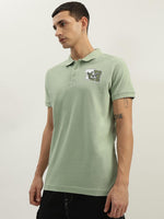 True Religion Men Green Solid Polo Collar Short Sleeves Polo Tshirt