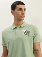 True Religion Men Green Solid Polo Collar Short Sleeves Polo Tshirt