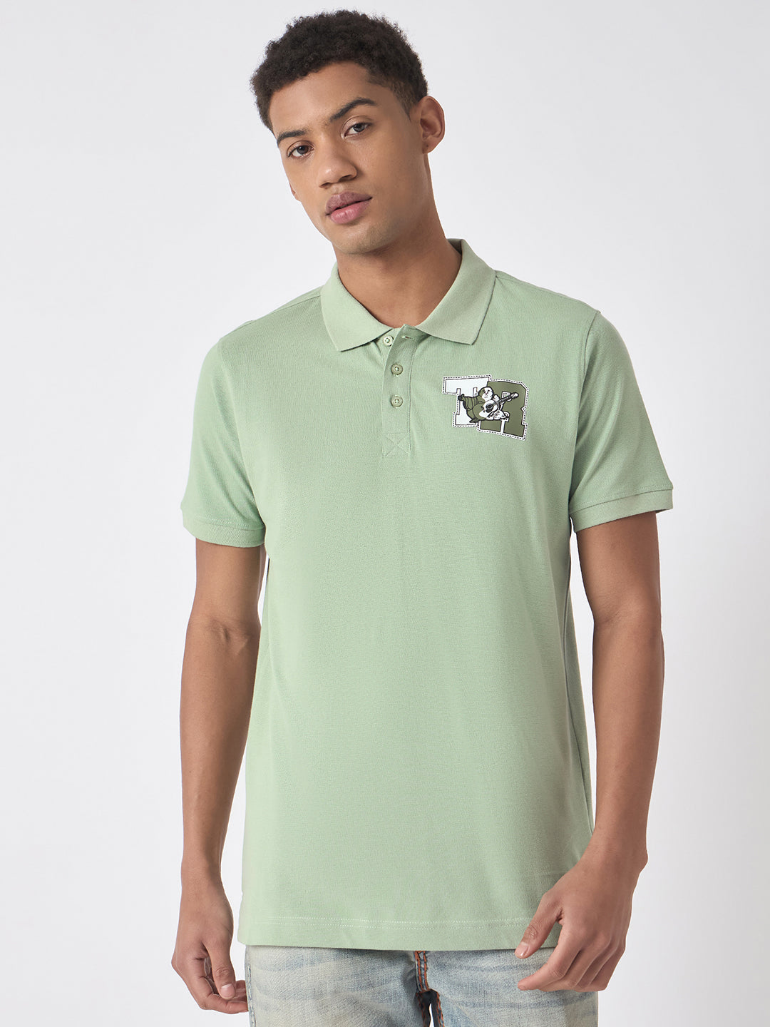 True Religion Men Green Solid Polo Collar Short Sleeves Polo Tshirt
