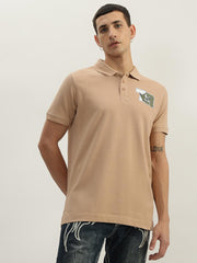 True Religion Men Beige Solid Polo Collar Short Sleeves Polo Tshirt