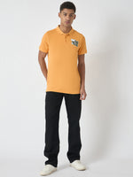 True Religion Men Yellow Solid Polo Collar Short Sleeves Polo Tshirt