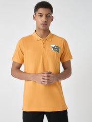 True Religion Men Yellow Solid Polo Collar Short Sleeves Polo Tshirt