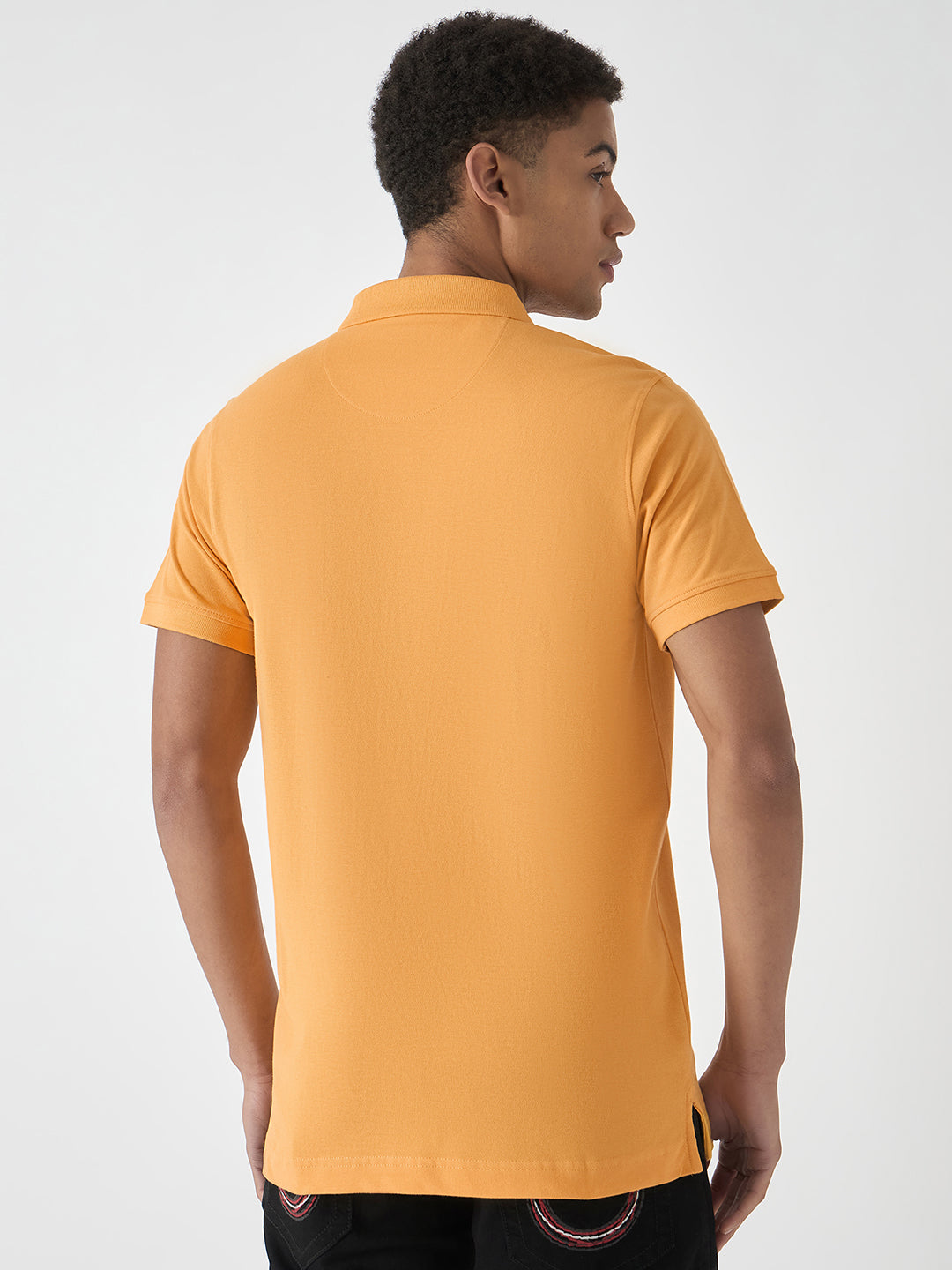 True Religion Men Yellow Solid Polo Collar Short Sleeves Polo Tshirt
