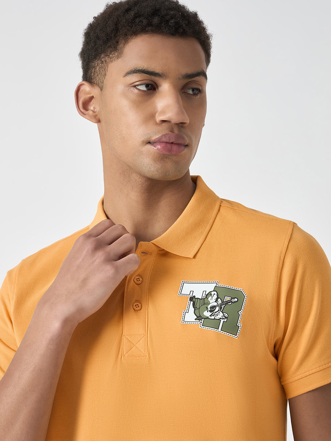 True Religion Men Yellow Solid Polo Collar Short Sleeves Polo Tshirt