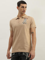 True Religion Men Beige Solid Polo Collar Short Sleeves Polo Tshirt