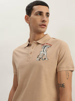 True Religion Men Beige Solid Polo Collar Short Sleeves Polo Tshirt