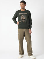 True Religion Men Green Embroidered Round Neck Full Sleeves Sweatshirt
