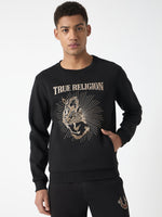 True Religion Men Black Embroidered Round Neck Full Sleeves Sweatshirt