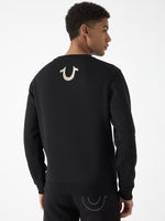 True Religion Men Black Embroidered Round Neck Full Sleeves Sweatshirt