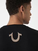 True Religion Men Black Embroidered Round Neck Full Sleeves Sweatshirt