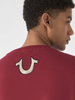 True Religion Men Red Embroidered Round Neck Full Sleeves Sweatshirt