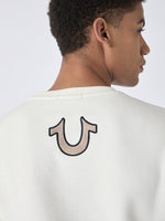 True Religion Men White Embroidered Round Neck Full Sleeves Sweatshirt