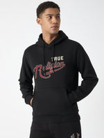 True Religion Men Black Embroidered Hooded Full Sleeves Sweatshirt