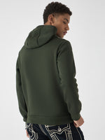 True Religion Men Green Embroidered Hooded Full Sleeves Sweatshirt