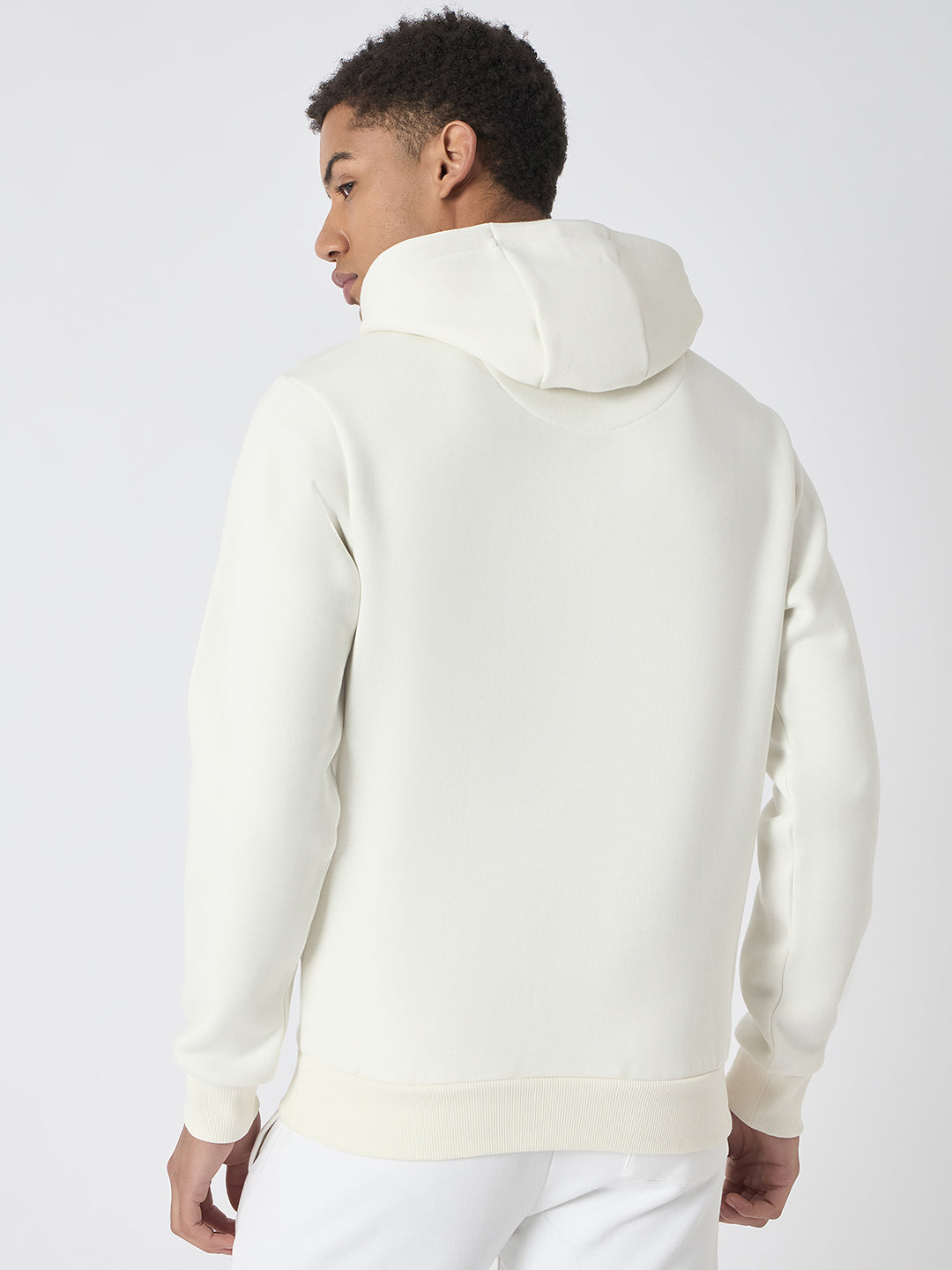 True Religion Men White Embroidered Hooded Full Sleeves Sweatshirt